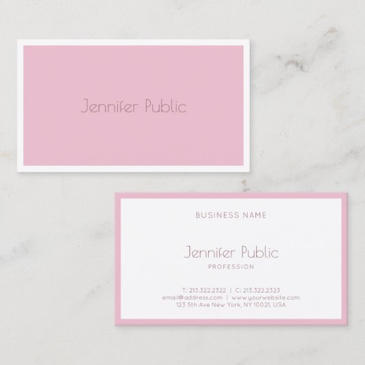 Moodachtig Roos Kleur Verfijnde Sjabloon Moderne Visitekaartje (Voorkant / Achterkant)