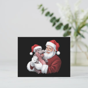 Moodeng Christmas Funny  Santa Claus Feestdagenkaart