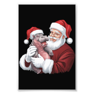 Moodeng Christmas Funny  Santa Claus Foto Afdruk