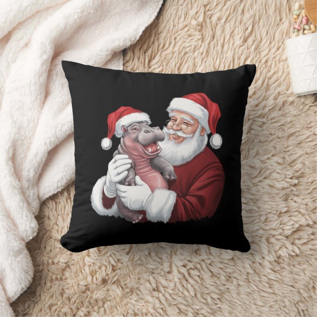 Moodeng Christmas Funny  Santa Claus Kussen (Deken)