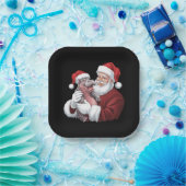 Moodeng Christmas Funny  Santa Claus Papieren Bordje (Feest)