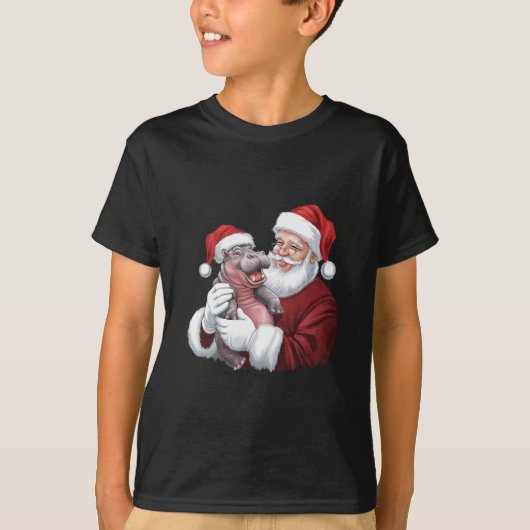 Moodeng Christmas Funny Santa Claus T-shirt (Voorkant)