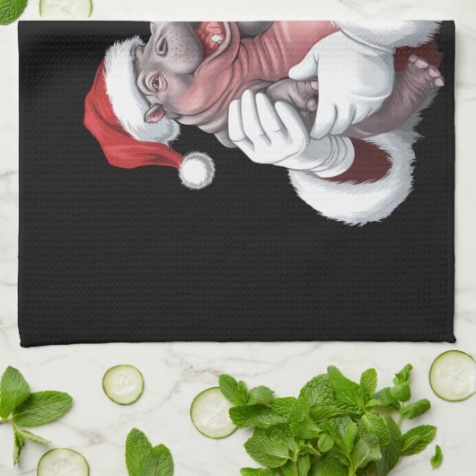 Moodeng Christmas Funny  Santa Claus Theedoek (Gevouwen)