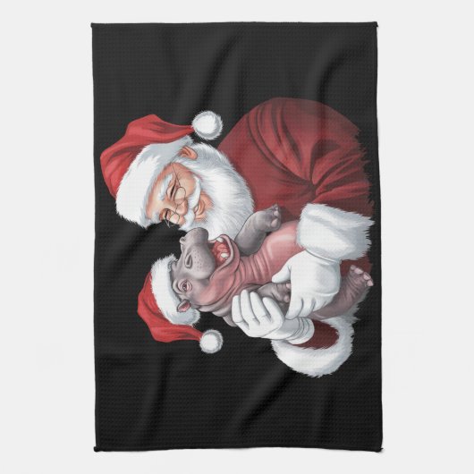 Moodeng Christmas Funny  Santa Claus Theedoek (Verticaal)