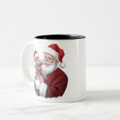 Moodeng Christmas Funny  Santa Claus Tweekleurige Koffiemok (Voorkant links)