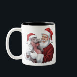 Moodeng Christmas Funny  Santa Claus Tweekleurige Koffiemok<br><div class="desc">Moodeng Christmas Funny  Santa Claus</div>