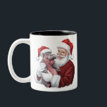 Moodeng Christmas Funny  Santa Claus Tweekleurige Koffiemok<br><div class="desc">Moodeng Christmas Funny  Santa Claus</div>