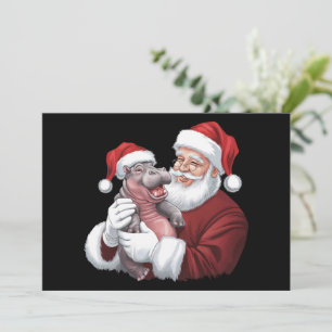 Moodeng Kerstmis Grappige Vintage Kerstman Feestdagenkaart
