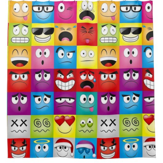 Moods and Emoticons Douchegordijn (Voorkant)