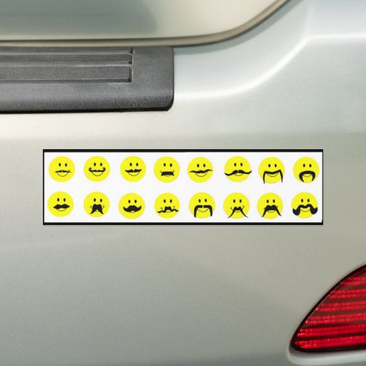 Moodstaches Face Mustache Bumpersticker (Op auto)