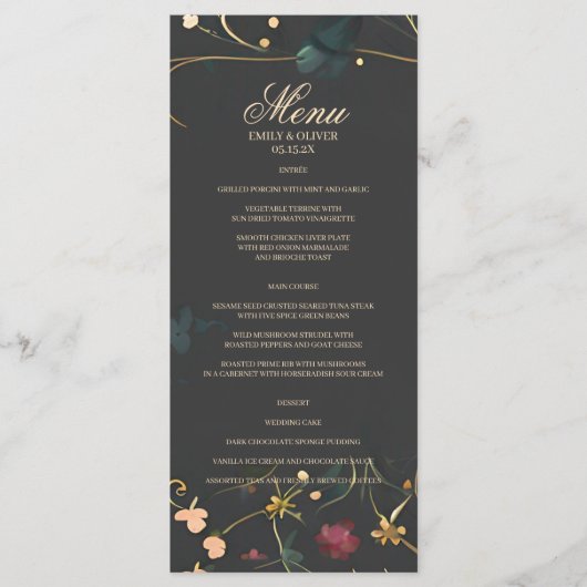 Moody Abstract Floral Boho Handfasting Menu (Voorkant)