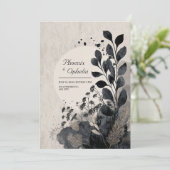 Moody Abstract Foliage Wedding Kaart (Staand voorkant)