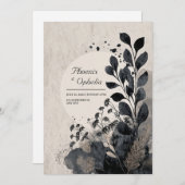 Moody Abstract Foliage Wedding Kaart (Voorkant / Achterkant)
