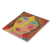 Moody Abstract Portret van een Rode Haired Vrouw Tegeltje (Zijkant)