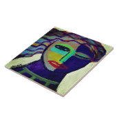 Moody Abstract Portret van een Vrouw Tegeltje (Zijkant)