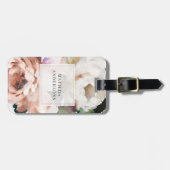 Moody acrylle florale peony elegant gepersonalisee bagagelabel (Voorkant horizontaal)