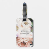 Moody acrylle florale peony elegant gepersonalisee bagagelabel (Achterkant verticaal)