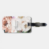 Moody acrylle florale peony elegant gepersonalisee bagagelabel (Achterkant horizontaal)