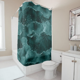 Moody Agate   Blauwgroen Groene Malachiet Rijke Je Douchegordijn