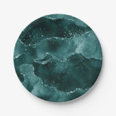 Moody Agate | Blauwgroen Groene Malachiet Rijke Je Papieren Bordje (Voorkant)