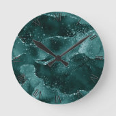 Moody Agate | Blauwgroen Groene Malachiet Rijke Je Ronde Klok (Voorkant)