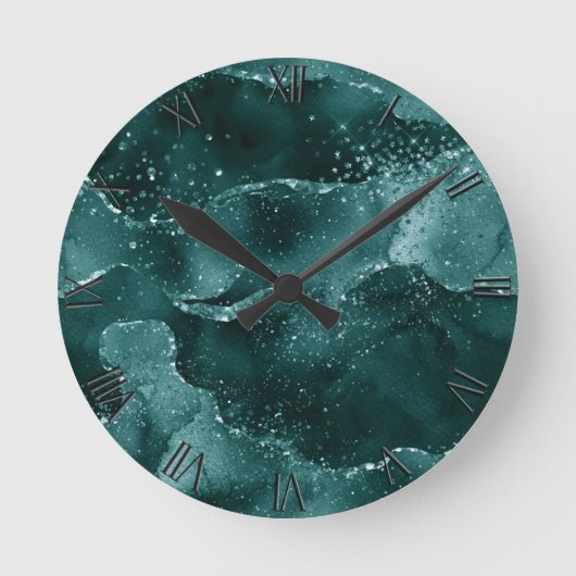 Moody Agate | Blauwgroen Groene Malachiet Rijke Je Ronde Klok (Voorkant)