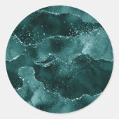 Moody Agate | Blauwgroen Groene Malachiet Rijke Je Ronde Sticker (Voorkant)