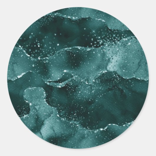 Moody Agate | Blauwgroen Groene Malachiet Rijke Je Ronde Sticker (Voorkant)