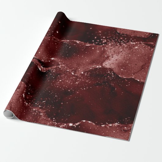 Moody Agate | Henna Bloed Rode Granaat Jewel Tone Cadeaupapier (Uitgerold)
