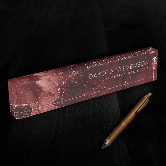 Moody Agate | Henna Bloed Rode Granaat Jewel Tone Naambordje