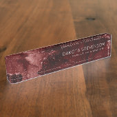 Moody Agate | Henna Bloed Rode Granaat Jewel Tone Naambordje (Zijkant)