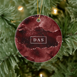 Moody Agate | Henna bloed rode granaat monogram Keramisch Ornament