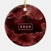 Moody Agate | Henna bloed rode granaat monogram Keramisch Ornament (Achterkant)