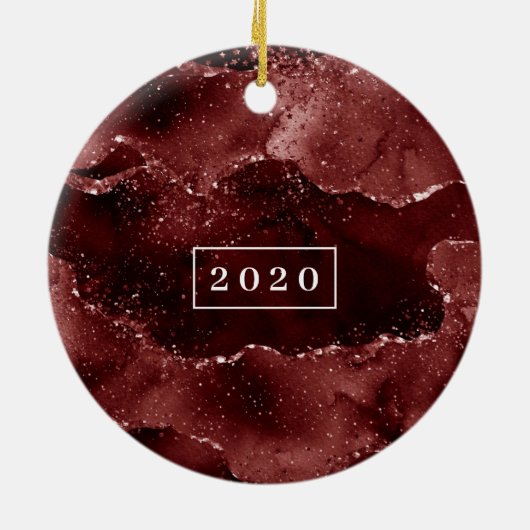 Moody Agate | Henna bloed rode granaat monogram Keramisch Ornament (Achterkant)