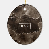 Moody Agate | Koffie Bruin Gouden Brons Monogram Keramisch Ornament (Links)