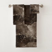 Moody Agate | Koffie Bruin Gouden Brons Taupe Bad Handdoek (Insitu)