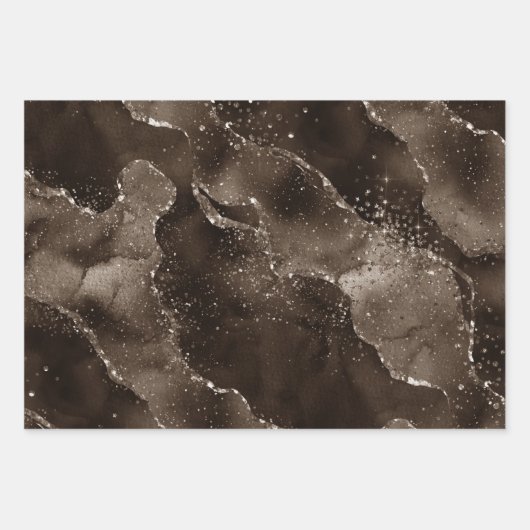 Moody Agate | Koffie Bruin Gouden Brons Taupe Inpakpapier Vel (Voorkant 3)
