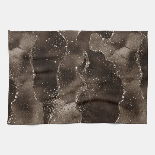 Moody Agate | Koffie Bruin Gouden Brons Taupe Theedoek (Horizontaal)