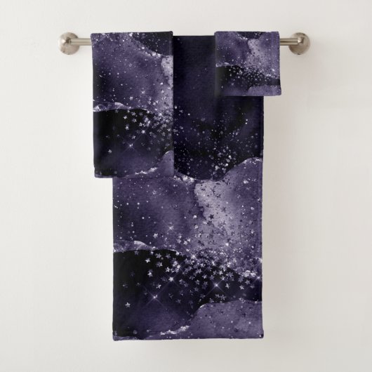 Moody Agate | Midnight Indigo Deep Paarse Glam Bad Handdoek (Insitu)