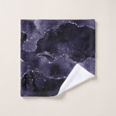 Moody Agate | Midnight Indigo Deep Paarse Glam Bad Handdoek (Wasdoekje)