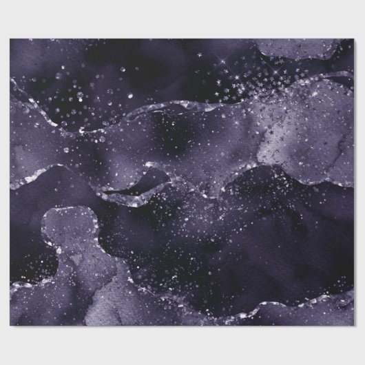 Moody Agate | Midnight Indigo Deep Paarse Glam Cadeaupapier (Vlak)
