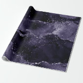 Moody Agate | Midnight Indigo Deep Paarse Glam Cadeaupapier (Uitgerold)