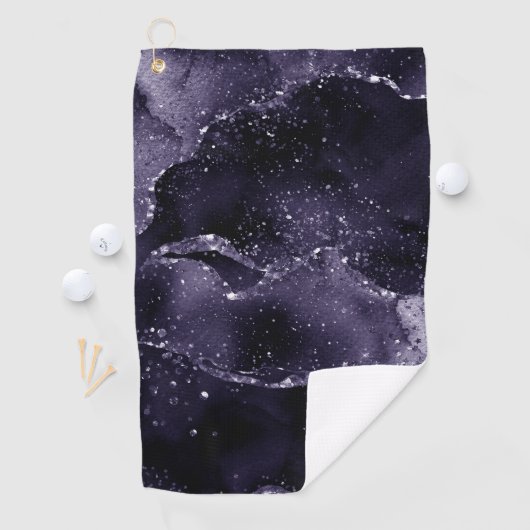 Moody Agate | Midnight Indigo Deep Paarse Glam Golfhanddoek (Insitu)
