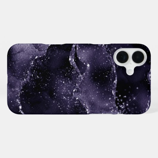 Moody Agate | Midnight Indigo Deep Paarse Glam iPhone Hoesje (Achterkant horizontaal)