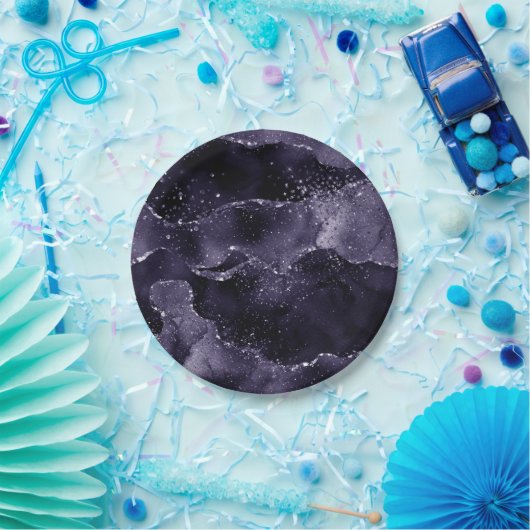 Moody Agate | Midnight Indigo Deep Paarse Glam Papieren Bordje (Feest)