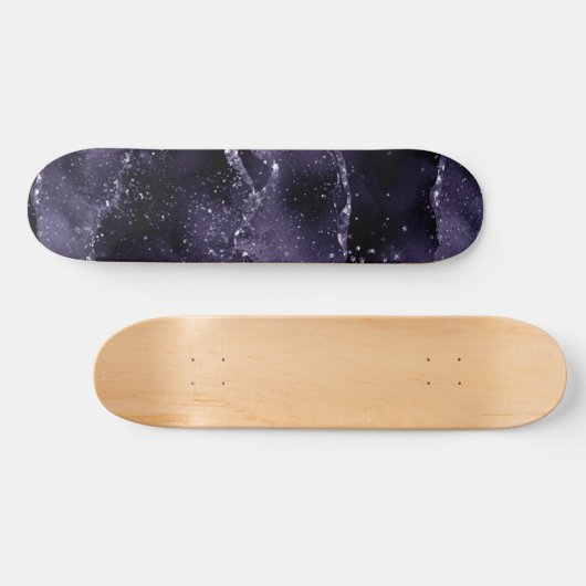 Moody Agate | Midnight Indigo Deep Paarse Glam Persoonlijk Skateboard (Horizontaal)