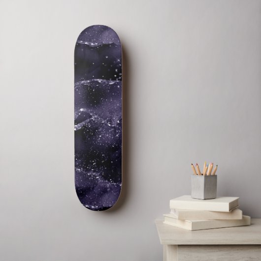 Moody Agate | Midnight Indigo Deep Paarse Glam Persoonlijk Skateboard (Muurkunst)