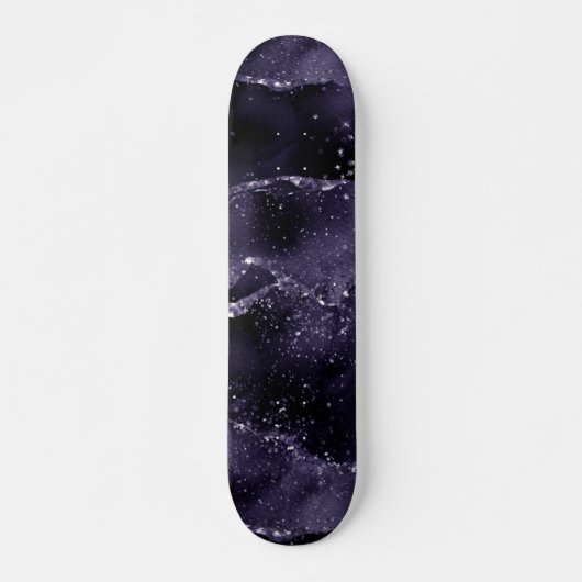 Moody Agate | Midnight Indigo Deep Paarse Glam Persoonlijk Skateboard (Voorkant)