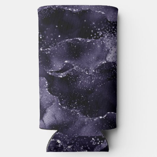 Moody Agate | Midnight Indigo Deep Paarse Glam Seltzer Blikjeskoeler (Achterkant)