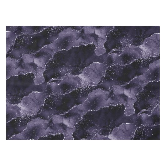 Moody Agate | Midnight Indigo Deep Paarse Glam Tafelkleed (Voorkant (Horizontaal))